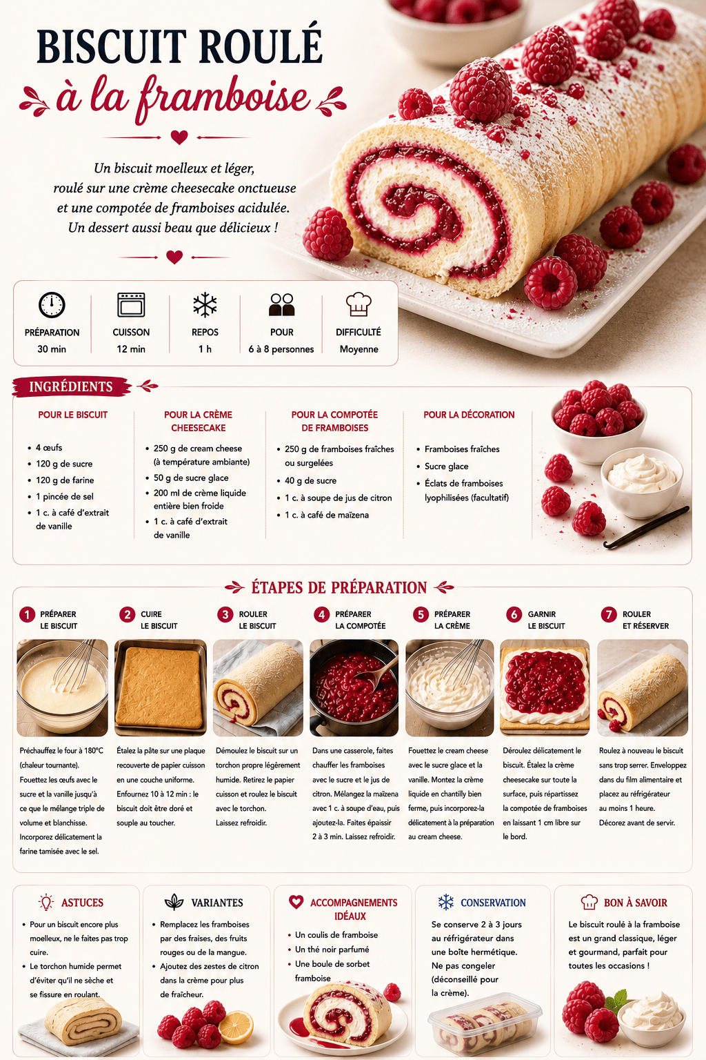 biscuit roulé à la framboise