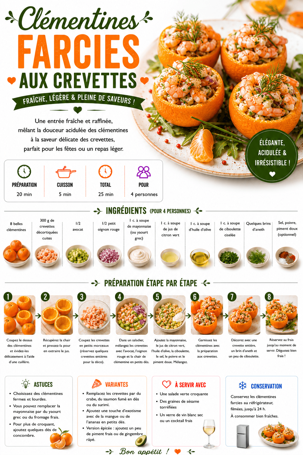clémentines farcies aux crevettes