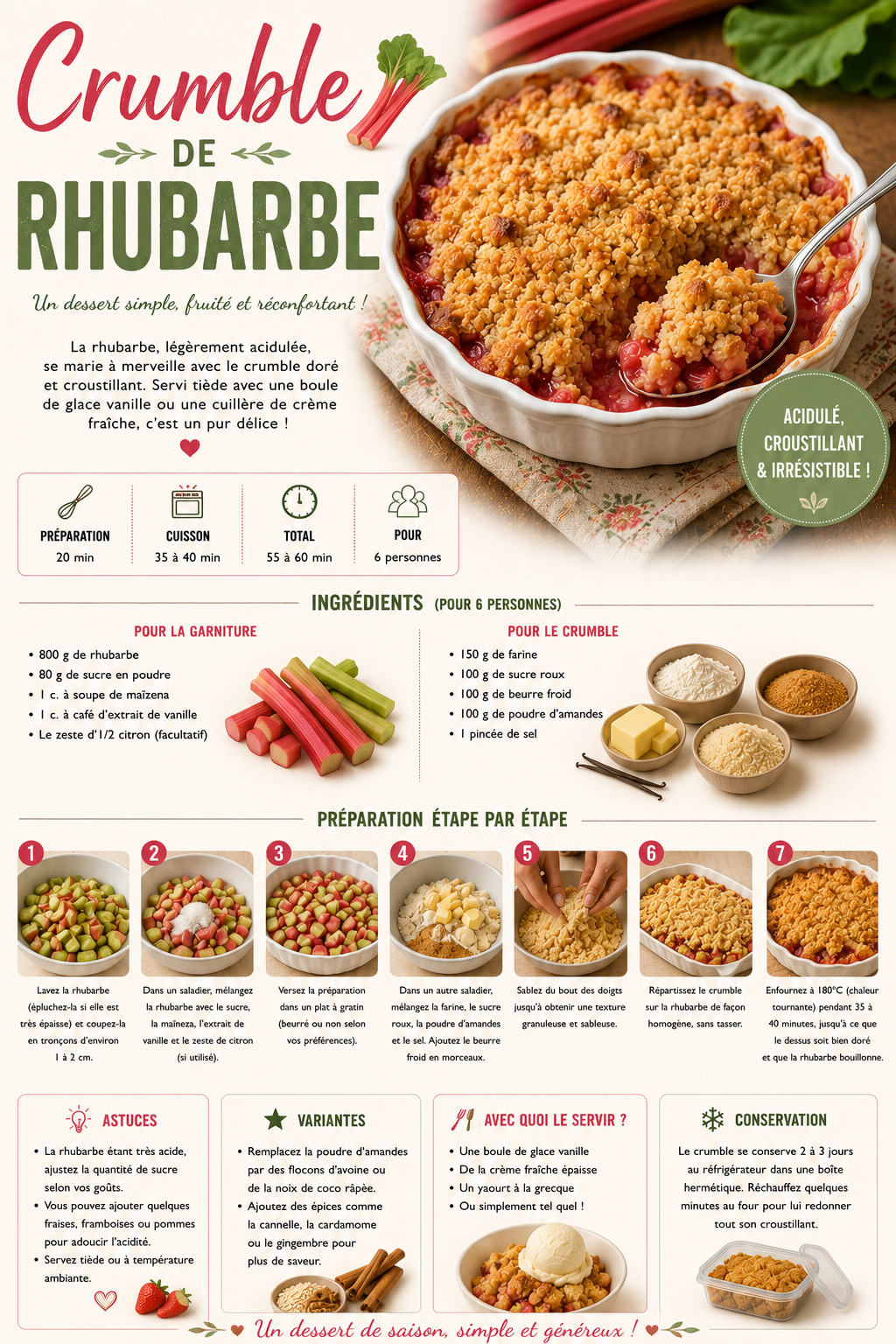 crumble &agrave; la rhubarbe maison