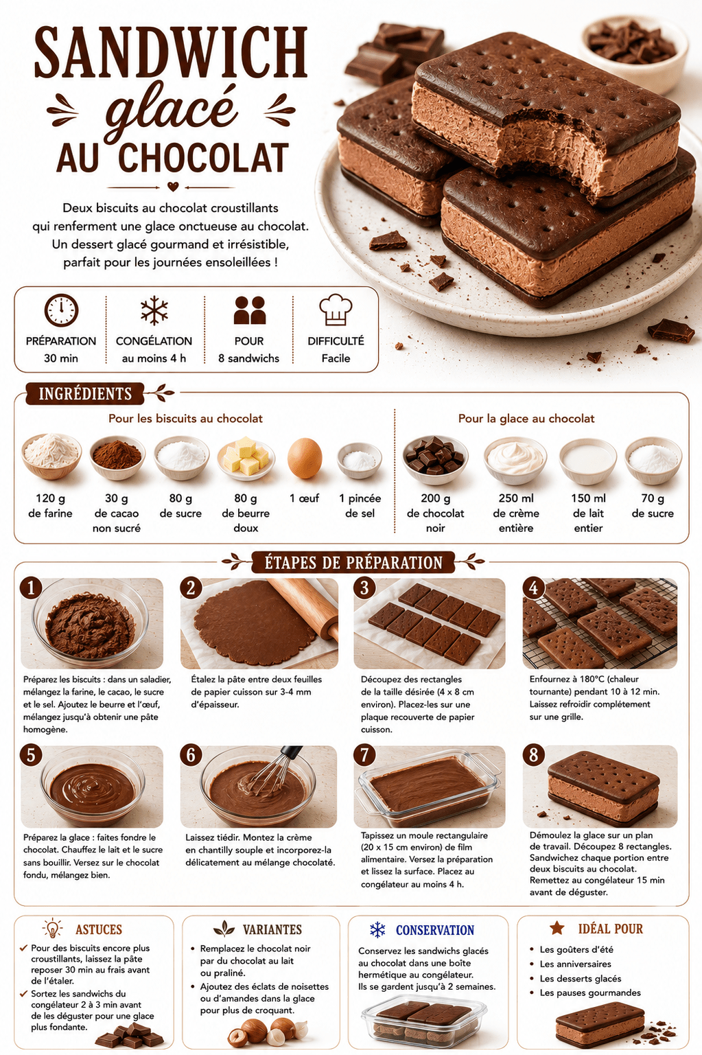 sandwich glacé au chocolat
