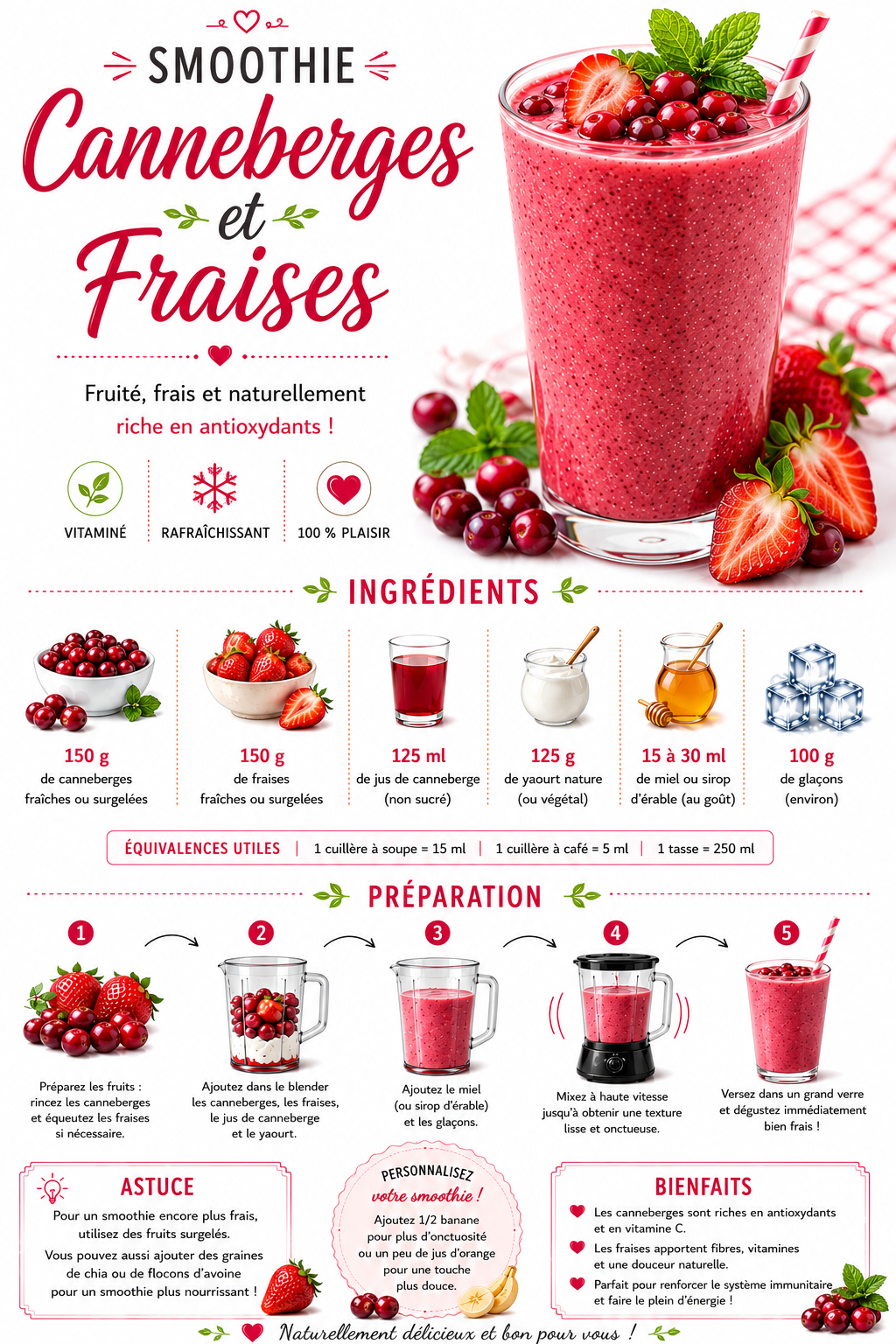Smoothie canneberges et fraises