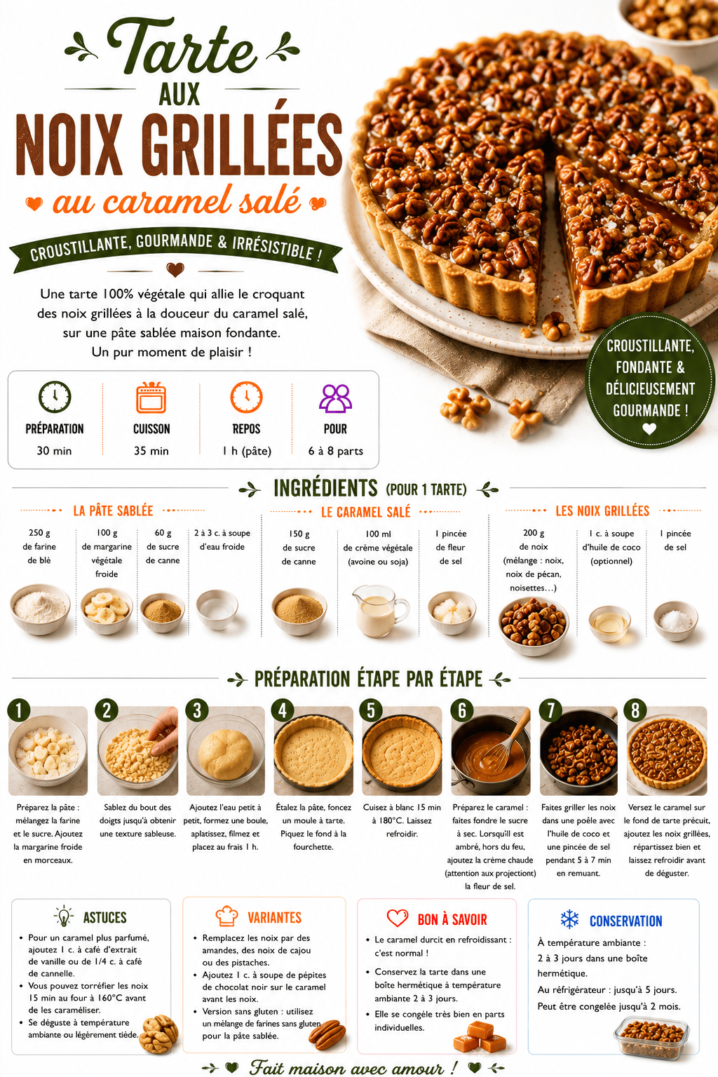 tarte aux noix grillées au caramel salé