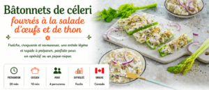 Bâtonnets de céleri fourrés à la salade d’œufs et de thon