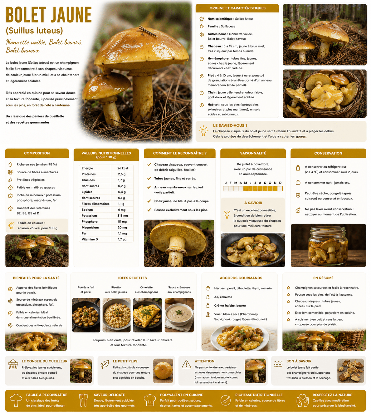 bolet jaune (suillus luteus), également connu sous le nom de nonnette voilée, bolet beurré ou encore bolet baveux