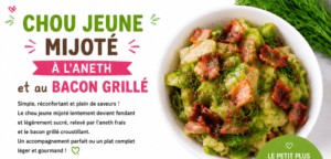 Chou jeune mijoté à l&rsquo;aneth et au bacon grillé