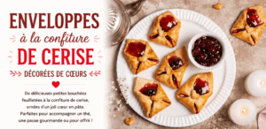 Enveloppes à la confiture de cerise décorées de cœurs