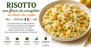 Risotto aux fleurs de courgettes et chair de crabe