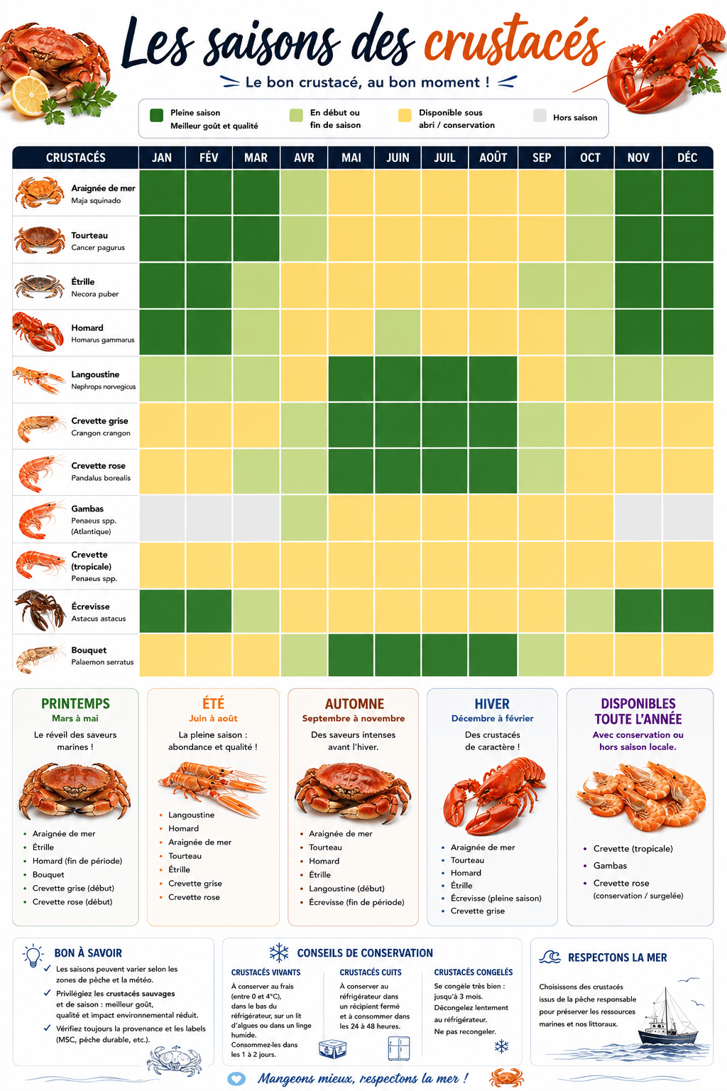saisons des crustacés