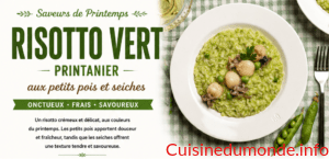 Risotto vert printanier aux petits pois et seiches