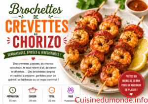 Brochettes de crevettes au chorizo