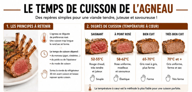 Le temps de cuisson de l&rsquo;agneau
