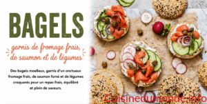 Bagels garnis de fromage frais, de saumon et de légumes
