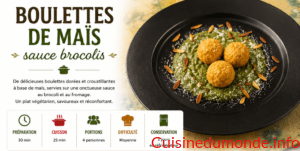 Boulettes de maïs à la sauce brocolis