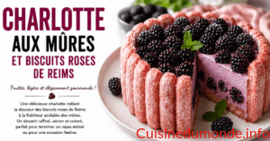 Charlotte aux mûres et biscuits roses de Reims
