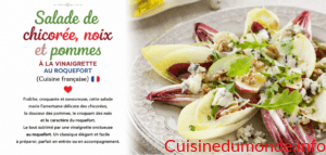 Salade de chicorée, noix et pommes à la vinaigrette au roquefort