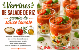 Verrines de Salade de riz garnies de sauce tomate