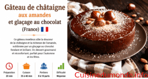 Gâteau de châtaigne aux amandes et glaçage au chocolat