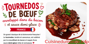 Tournedos de boeuf enveloppé dans du bacon avec sauce demi-glace